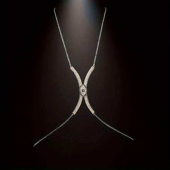 🆕 Seductive Rhinestone Body Chain Bra Necklace Jewelry For Women - Picture 5 of 10